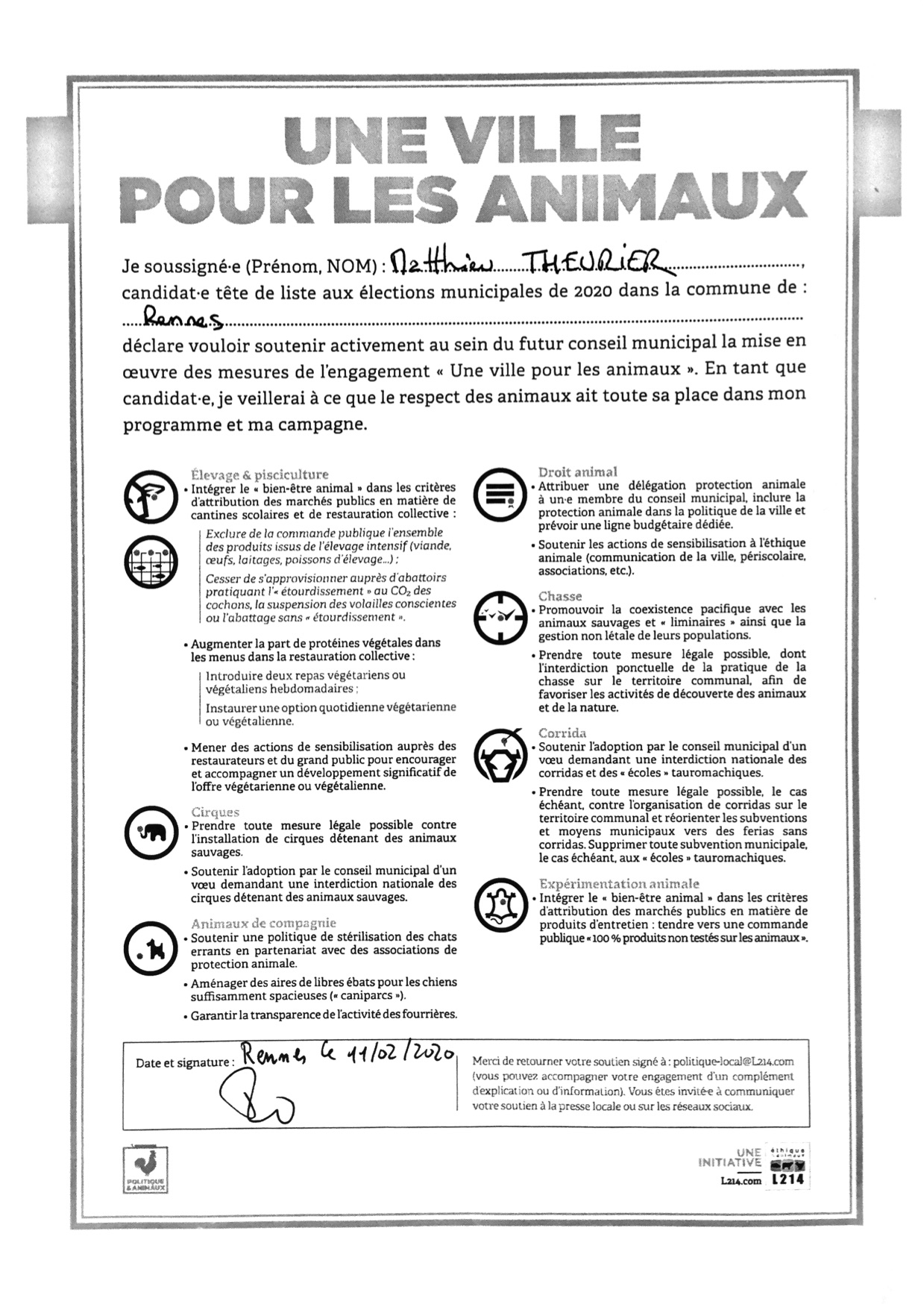 Charte une ville pour les animaux